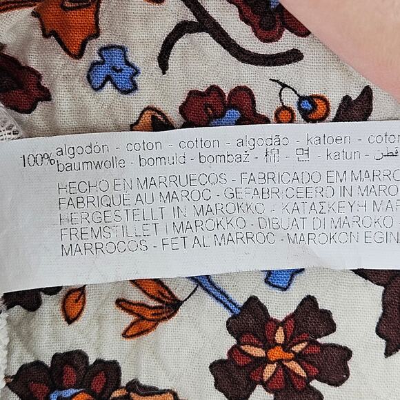 Zara Ecru Floral Print Long Puff Sleeves Top Blouse Size L Large Boho Casual - Picture 6 of 10